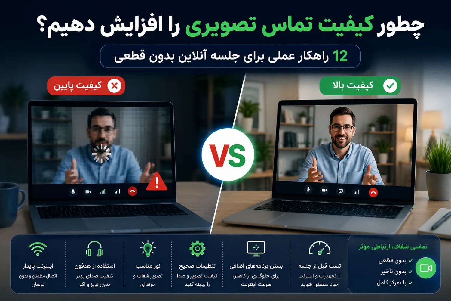افزایش کیفیت تماس تصویری و جلوگیری از قطعی جلسه آنلاین